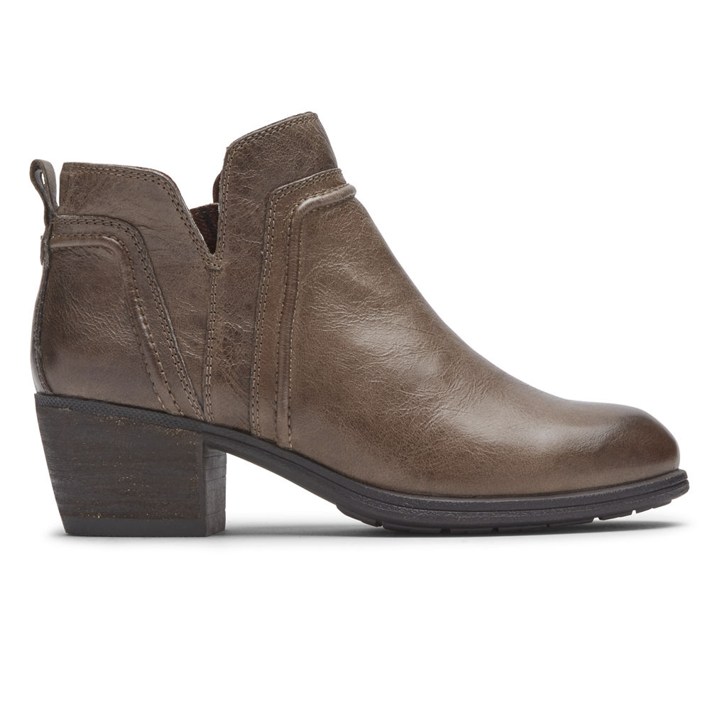 Rockport Womens Cobb Hill Anisa V-Cut - Booties Brown - BMK065319